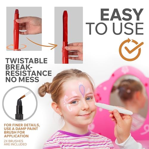 Mosaiz 18-Color Water-Based Face Painting Kit for Kids & Adults – Twistable, Washable Paint Sticks for Festivals, Birthdays, Halloween, Cosplay, and More