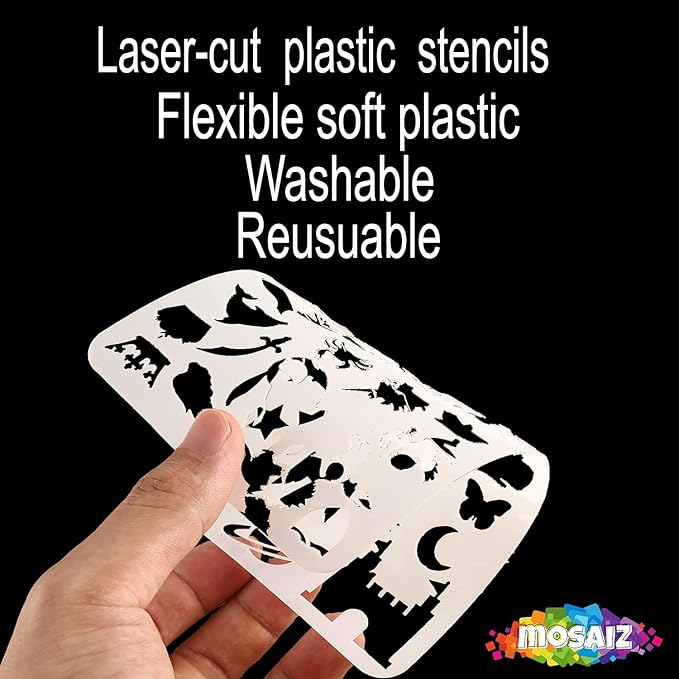 20 Pcs Drawing Stencils with Letters, Numbers, Themes.